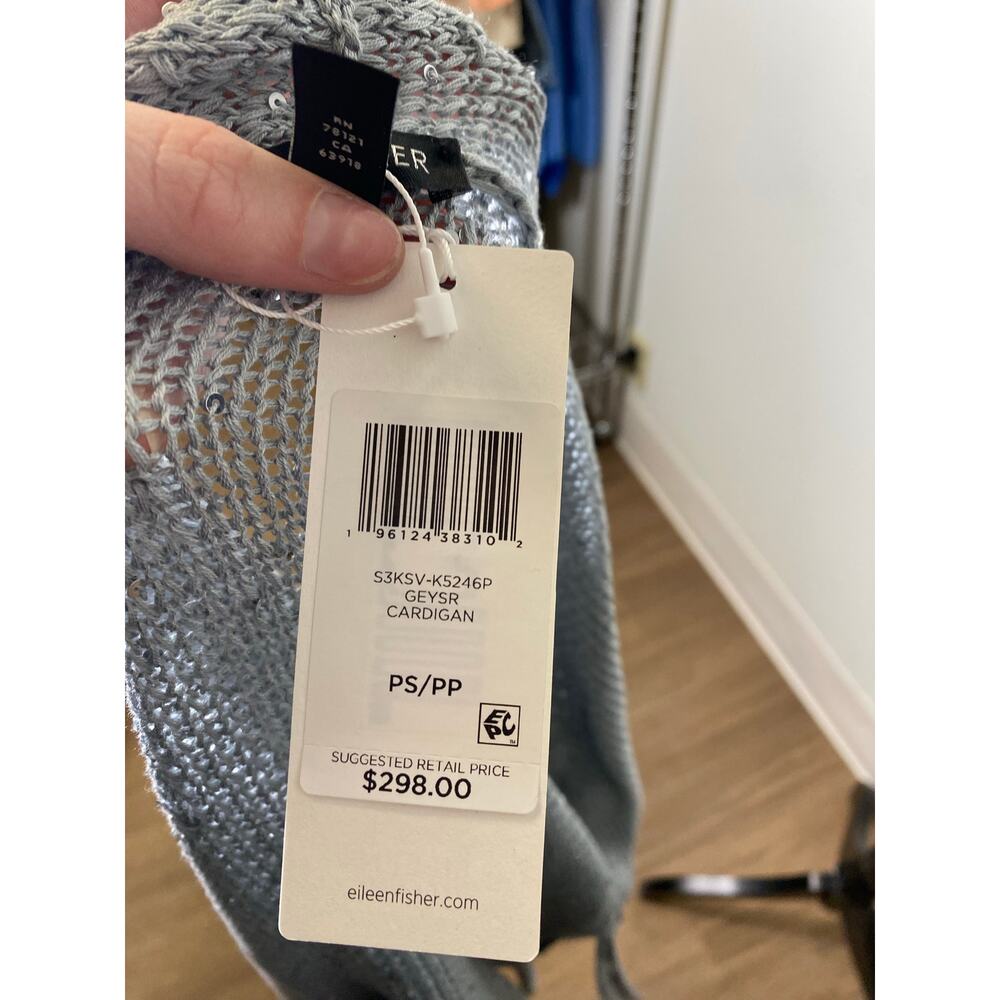 NWT Eileen Fisher Gray Cardigan With Sequins, Small. SAME DAY SHIPPING! - Picture 6 of 6